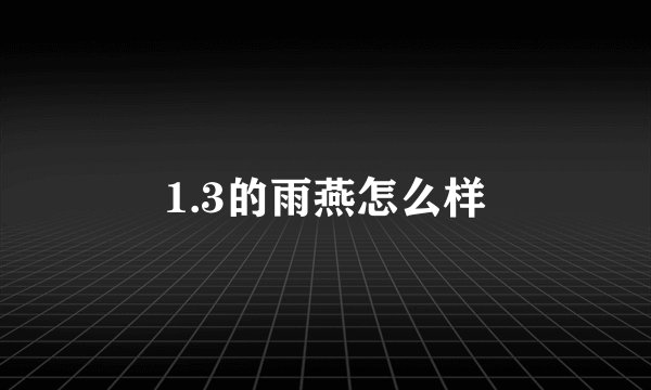 1.3的雨燕怎么样