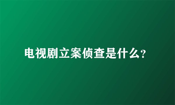 电视剧立案侦查是什么？