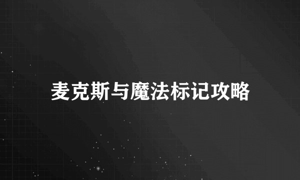 麦克斯与魔法标记攻略