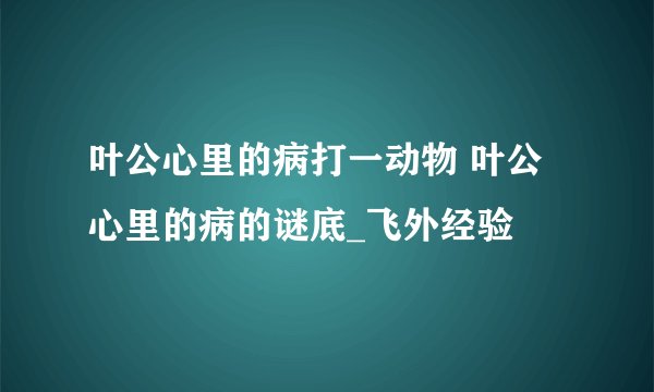 叶公心里的病打一动物 叶公心里的病的谜底_飞外经验