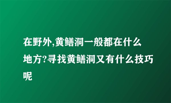在野外,黄鳝洞一般都在什么地方?寻找黄鳝洞又有什么技巧呢