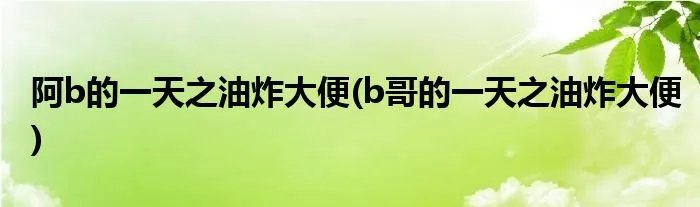 阿b的一天之油炸大便(b哥的一天之油炸大便)