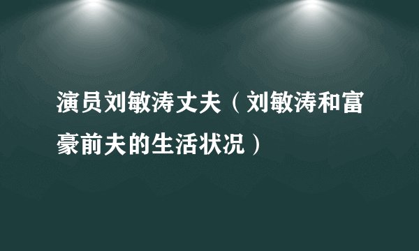 演员刘敏涛丈夫（刘敏涛和富豪前夫的生活状况）