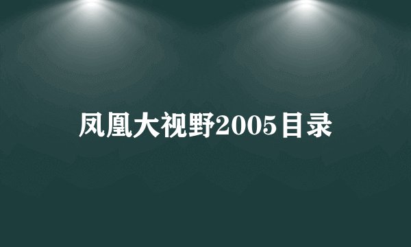 凤凰大视野2005目录