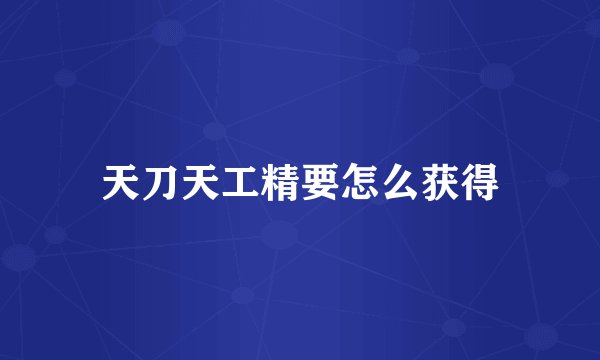 天刀天工精要怎么获得