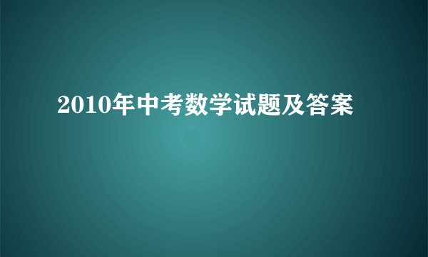 2010年中考数学试题及答案