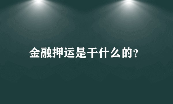 金融押运是干什么的？