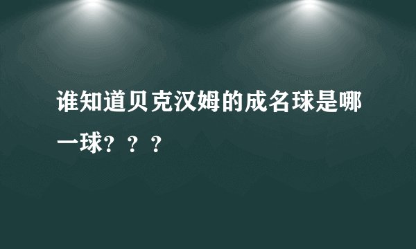 谁知道贝克汉姆的成名球是哪一球？？？