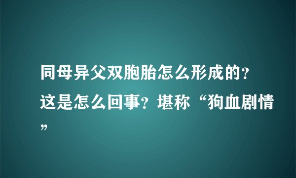 同母异父双胞胎怎么形成的？这是怎么回事？堪称“狗血剧情”