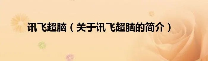 讯飞超脑（关于讯飞超脑的简介）