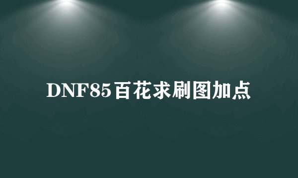 DNF85百花求刷图加点