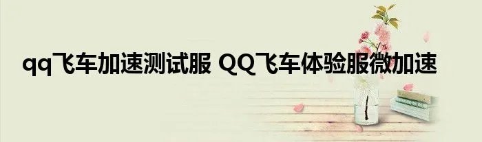 qq飞车加速测试服 QQ飞车体验服微加速