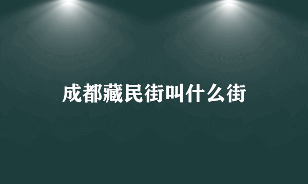 成都藏民街叫什么街