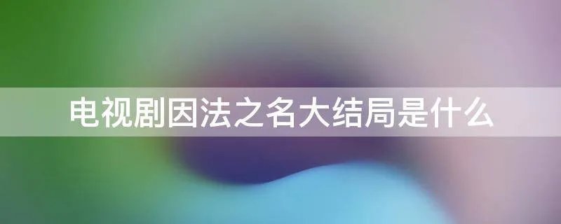 电视剧因法之名大结局是什么
