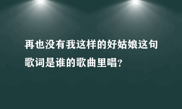 再也没有我这样的好姑娘这句歌词是谁的歌曲里唱？