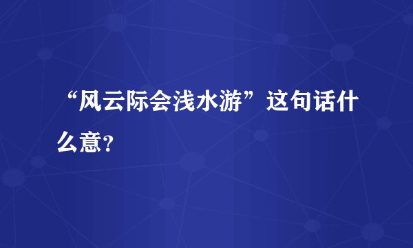 “风云际会浅水游”这句话什么意？