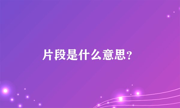 片段是什么意思？