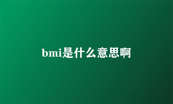 bmi是什么意思啊