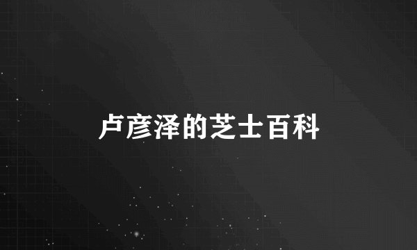 卢彦泽的芝士百科