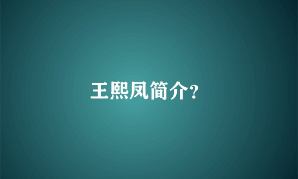 王熙凤简介？