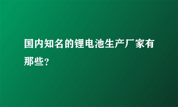 国内知名的锂电池生产厂家有那些？