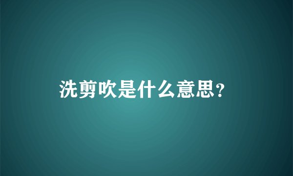 洗剪吹是什么意思？