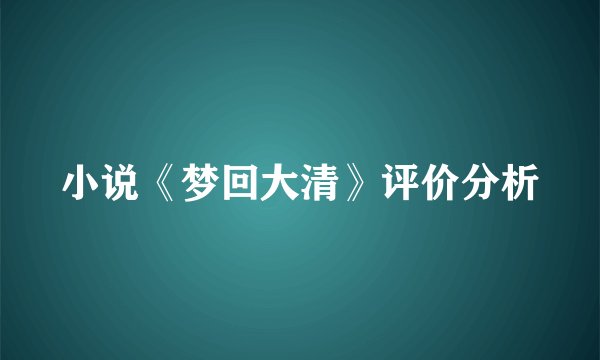小说《梦回大清》评价分析