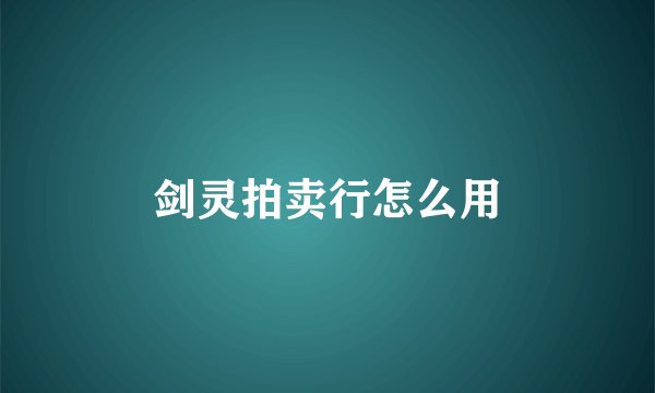 剑灵拍卖行怎么用