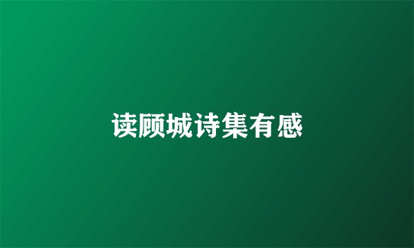 读顾城诗集有感
