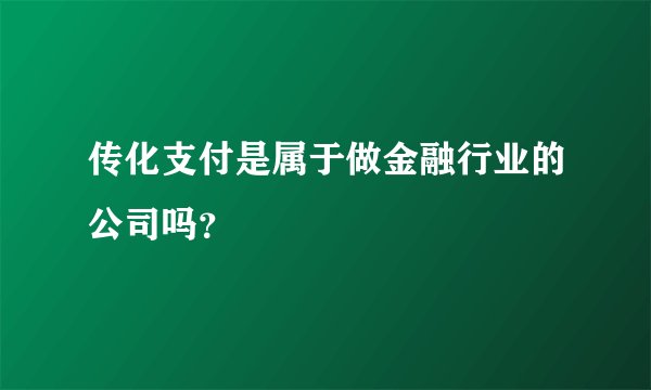 传化支付是属于做金融行业的公司吗？
