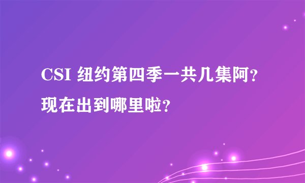 CSI 纽约第四季一共几集阿？现在出到哪里啦？