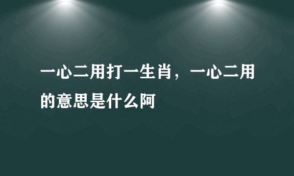 一心二用打一生肖，一心二用的意思是什么阿