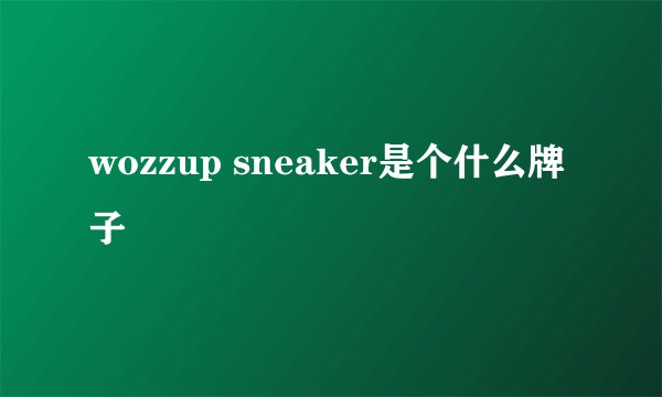 wozzup sneaker是个什么牌子