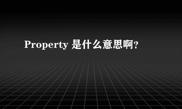 Property 是什么意思啊？
