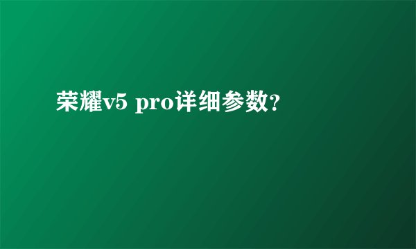 荣耀v5 pro详细参数？