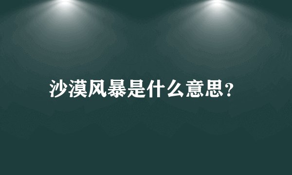 沙漠风暴是什么意思？