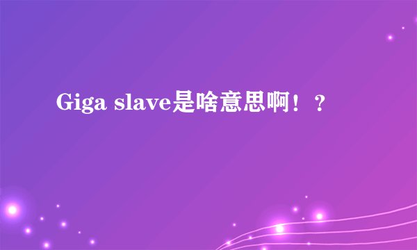 Giga slave是啥意思啊！？