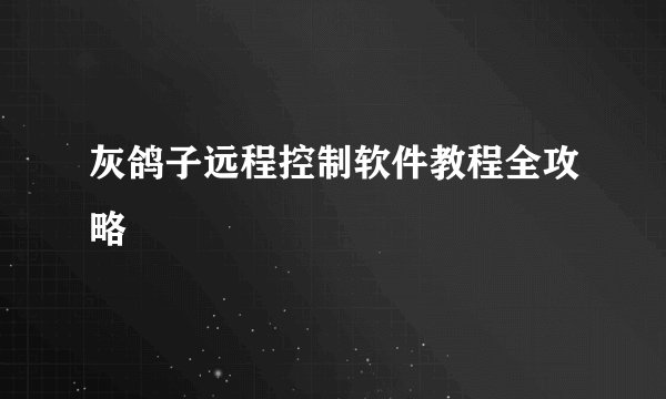 灰鸽子远程控制软件教程全攻略
