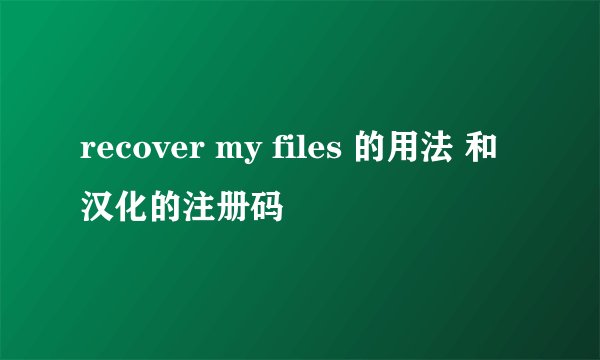 recover my files 的用法 和汉化的注册码