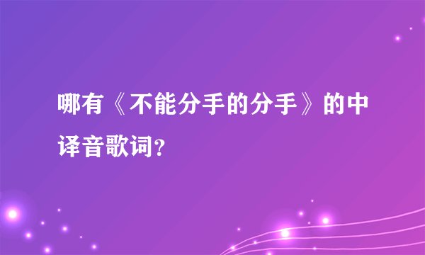 哪有《不能分手的分手》的中译音歌词？