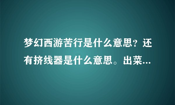 梦幻西游苦行是什么意思？还有挤线器是什么意思。出菜是什么意思？