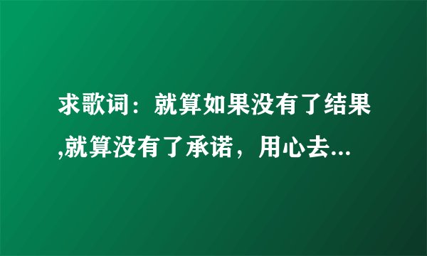 求歌词：就算如果没有了结果,就算没有了承诺，用心去爱都有美丽的花朵《歌名叫什么啊》
