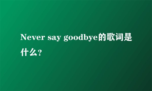 Never say goodbye的歌词是什么？