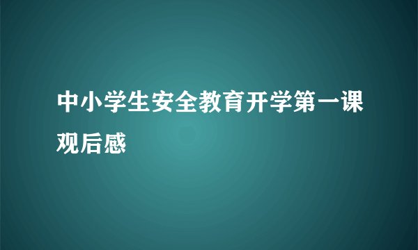 中小学生安全教育开学第一课观后感