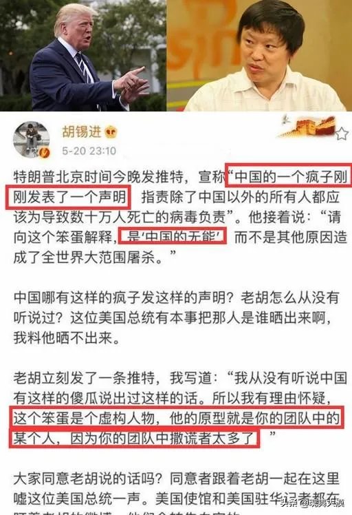 特朗普做了什么，让胡锡进隔空怒怼？