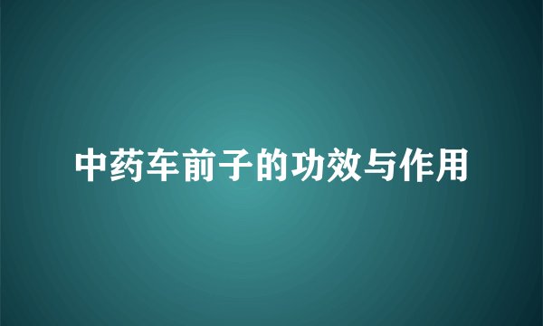 中药车前子的功效与作用