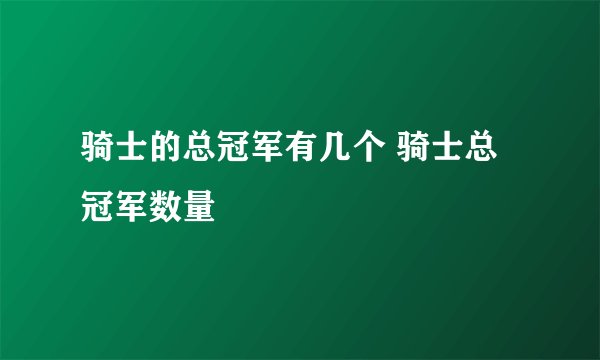 骑士的总冠军有几个 骑士总冠军数量