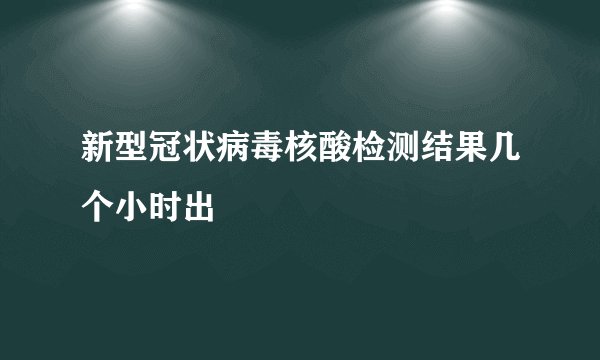 新型冠状病毒核酸检测结果几个小时出