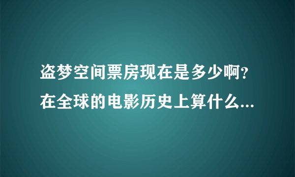 盗梦空间票房现在是多少啊？在全球的电影历史上算什么级别啊？感觉这部片子超棒啊！