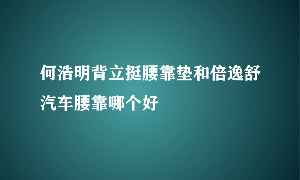 何浩明背立挺腰靠垫和倍逸舒汽车腰靠哪个好